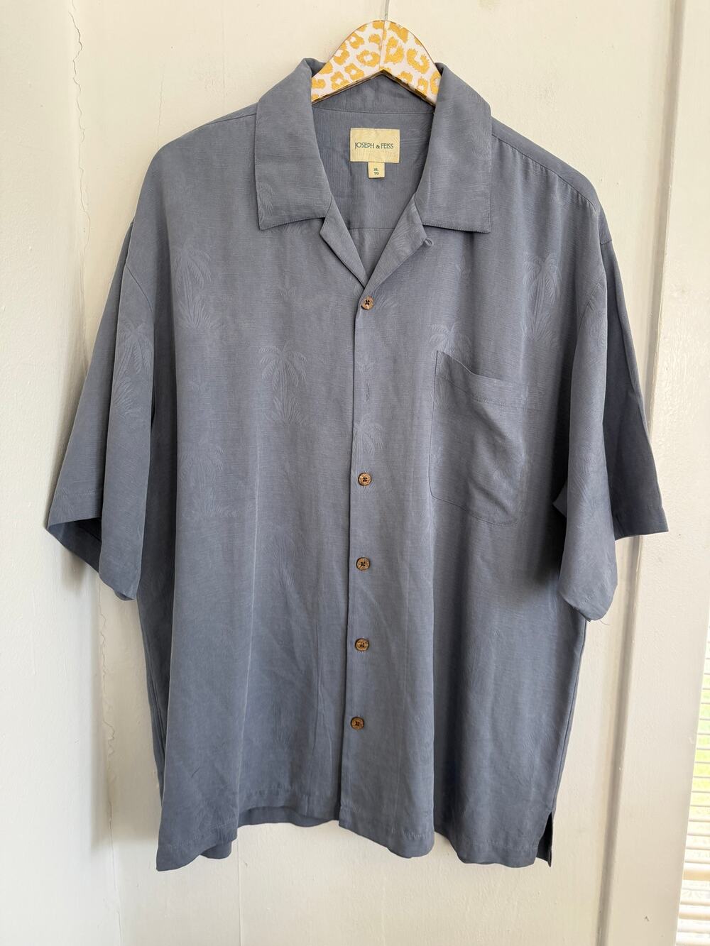 Joseph & Feiss Men's Blue Silk Button Front | Size XL